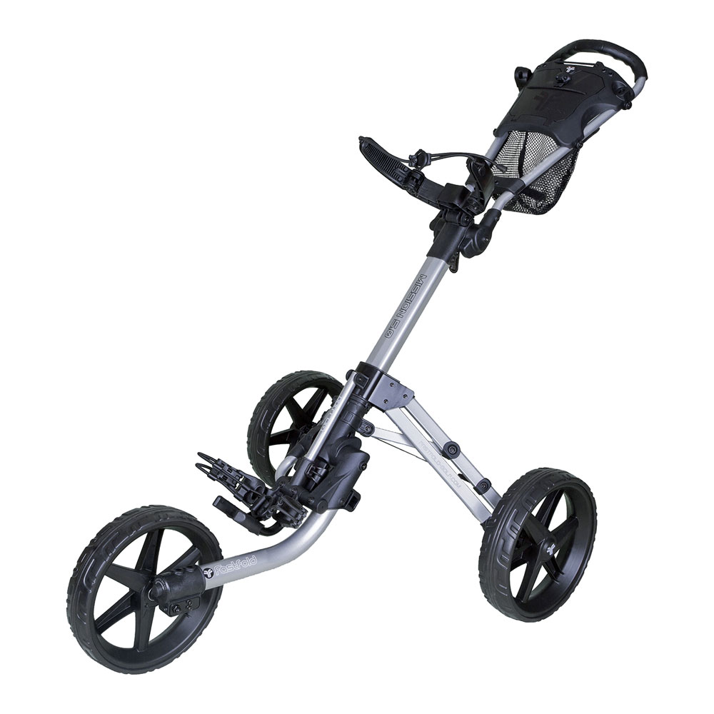 Fast Fold Mission 5.0 3-Wheel Golf Trolley / Cart  - Shiny Silver/Black