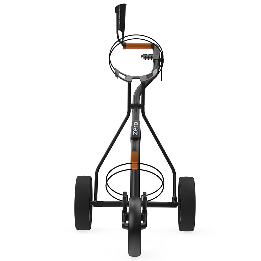 Wishbone Zero Megalite 3-Wheel Push Golf Trolley + Scorecard & Umbrella Holder  - Black/Orange