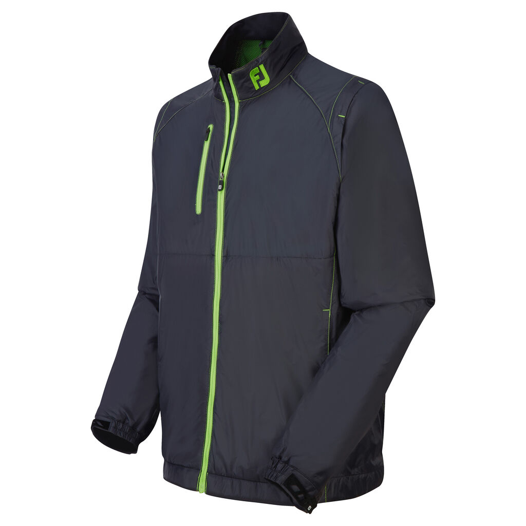 FootJoy Hybrid Thermal Full Zip Mens Golf Jacket (Black/Fresh Green) 