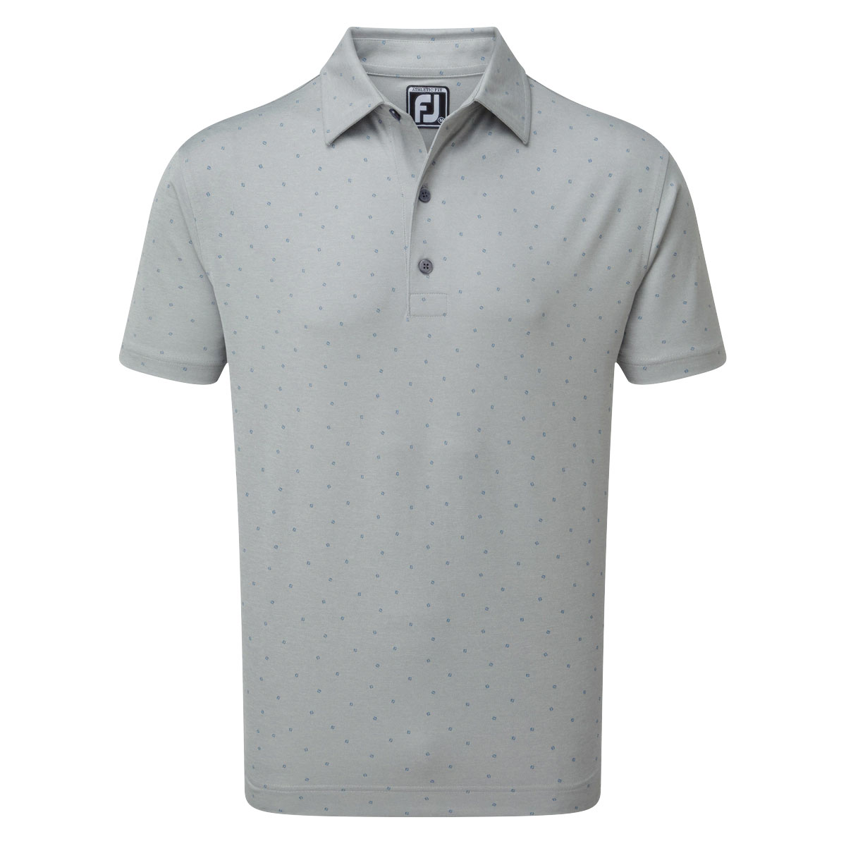 FootJoy Stretch Pique FJ Print Mens Golf Polo Shirt  - Grey/Royal