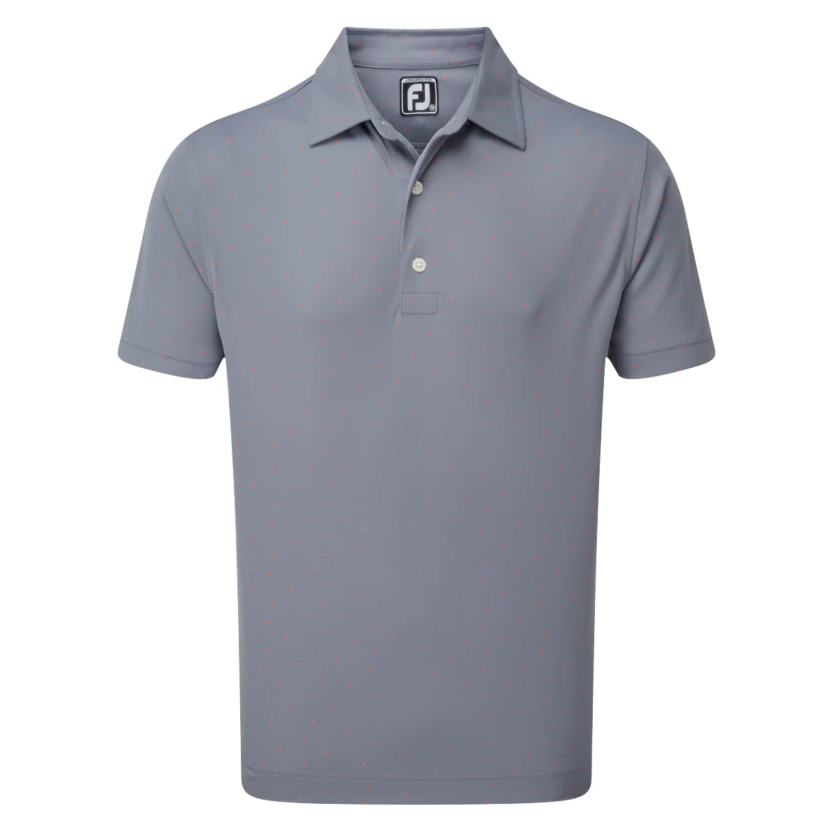 FootJoy Stretch Pique FJ Print Mens Golf Polo Shirt  - Slate/Coral