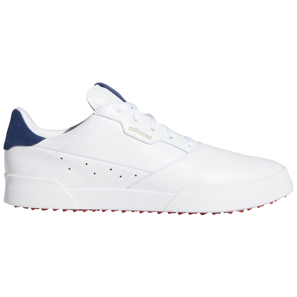 adidas Adicross Retro Mens Spikeless Golf Shoes  - White/Silver Metallic/Tech Indigo