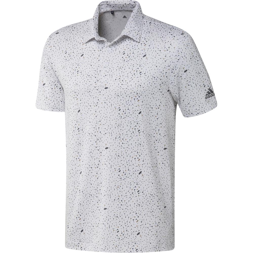 adidas Mens Flag Print Primeblue Polo Shirt  - Grey Four/Hemp/Grey Two
