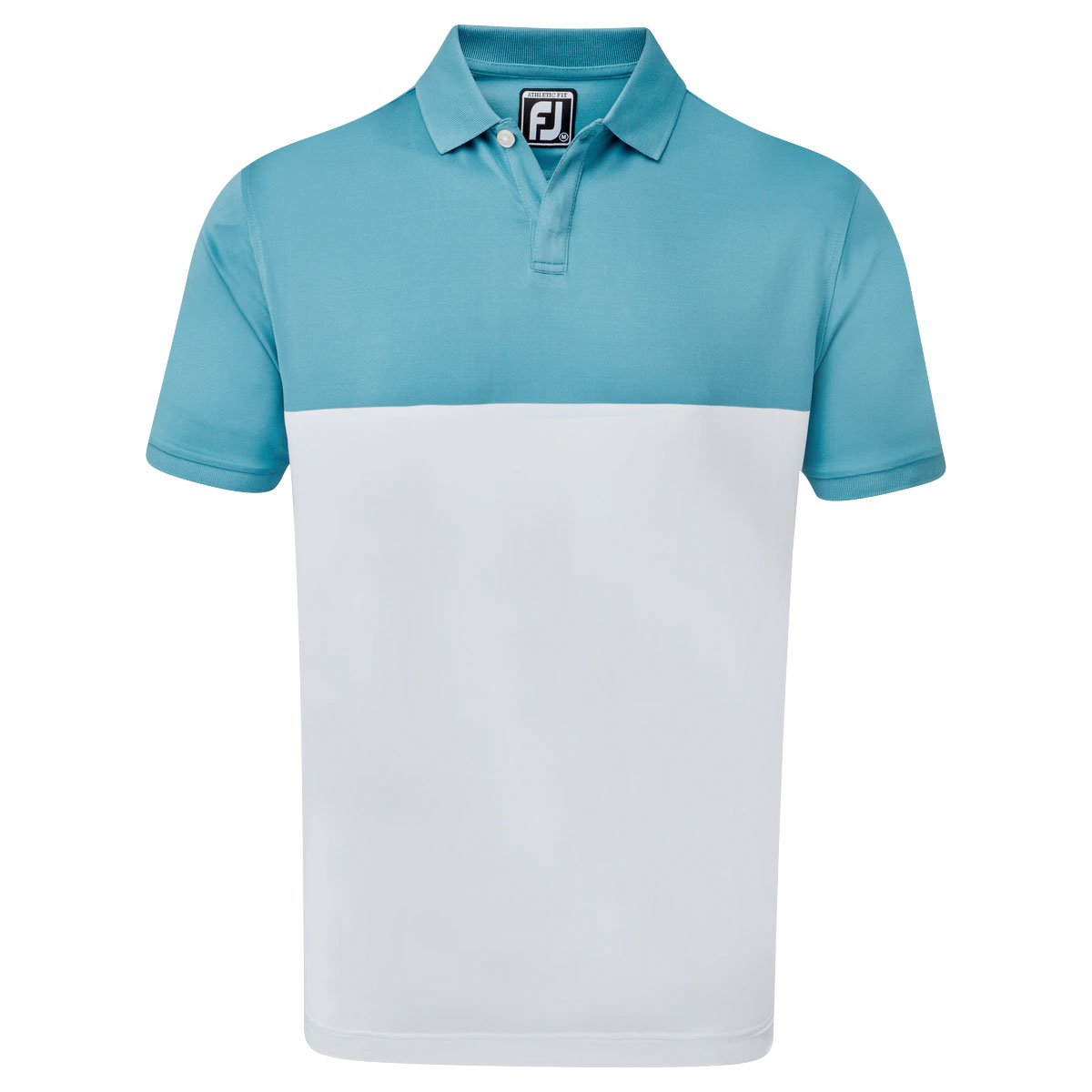 FootJoy Lisle Engineered Block Mens Golf Polo Shirt  - Storm Blue/White