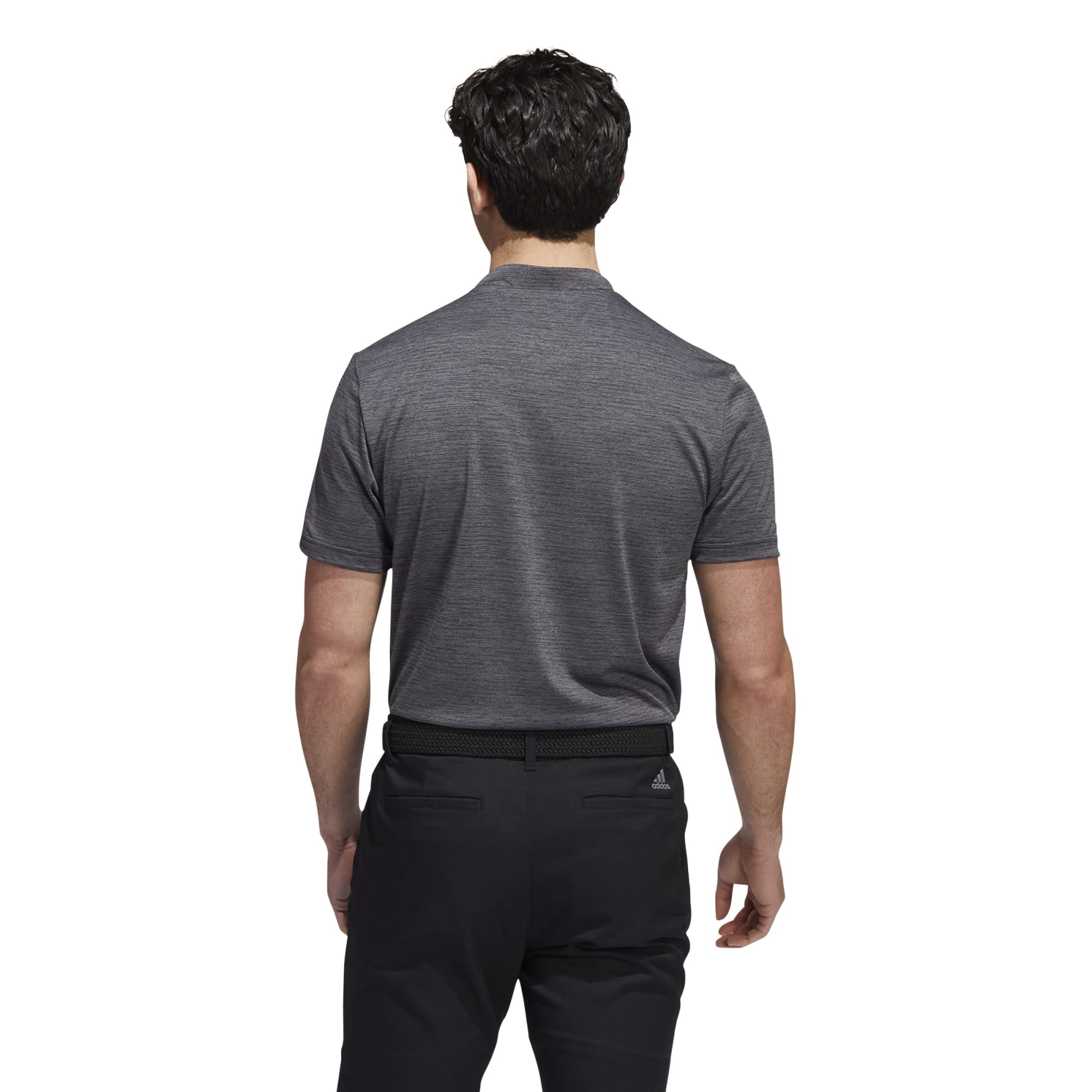 adidas Golf Textured Stripe Mens Polo Shirt  - Black/Grey Five