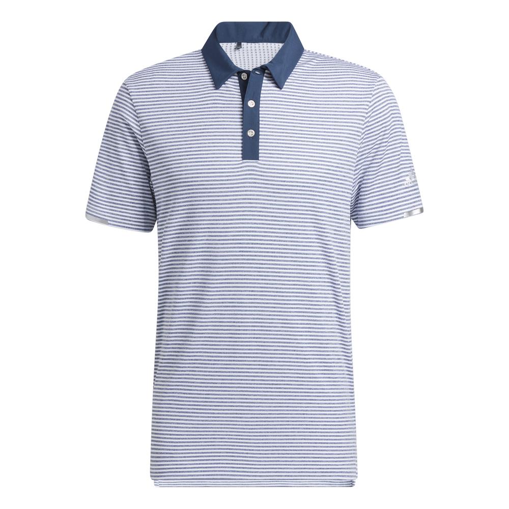 Adidas Golf HEAT.RDY Micro-stripe Golf Polo Shirt  - Crew Navy/White