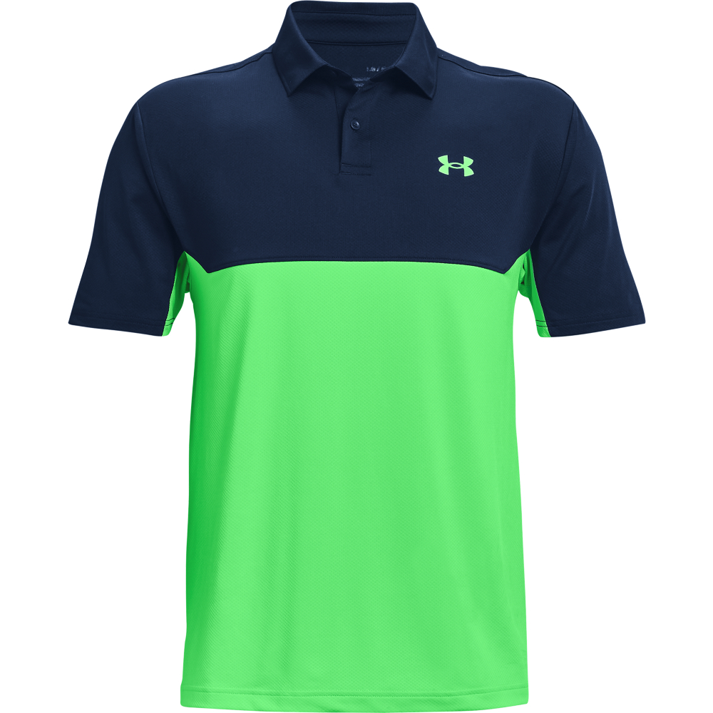 Under Armour Mens Colorblock Golf Polo Shirt  - Academy/Stadium Green