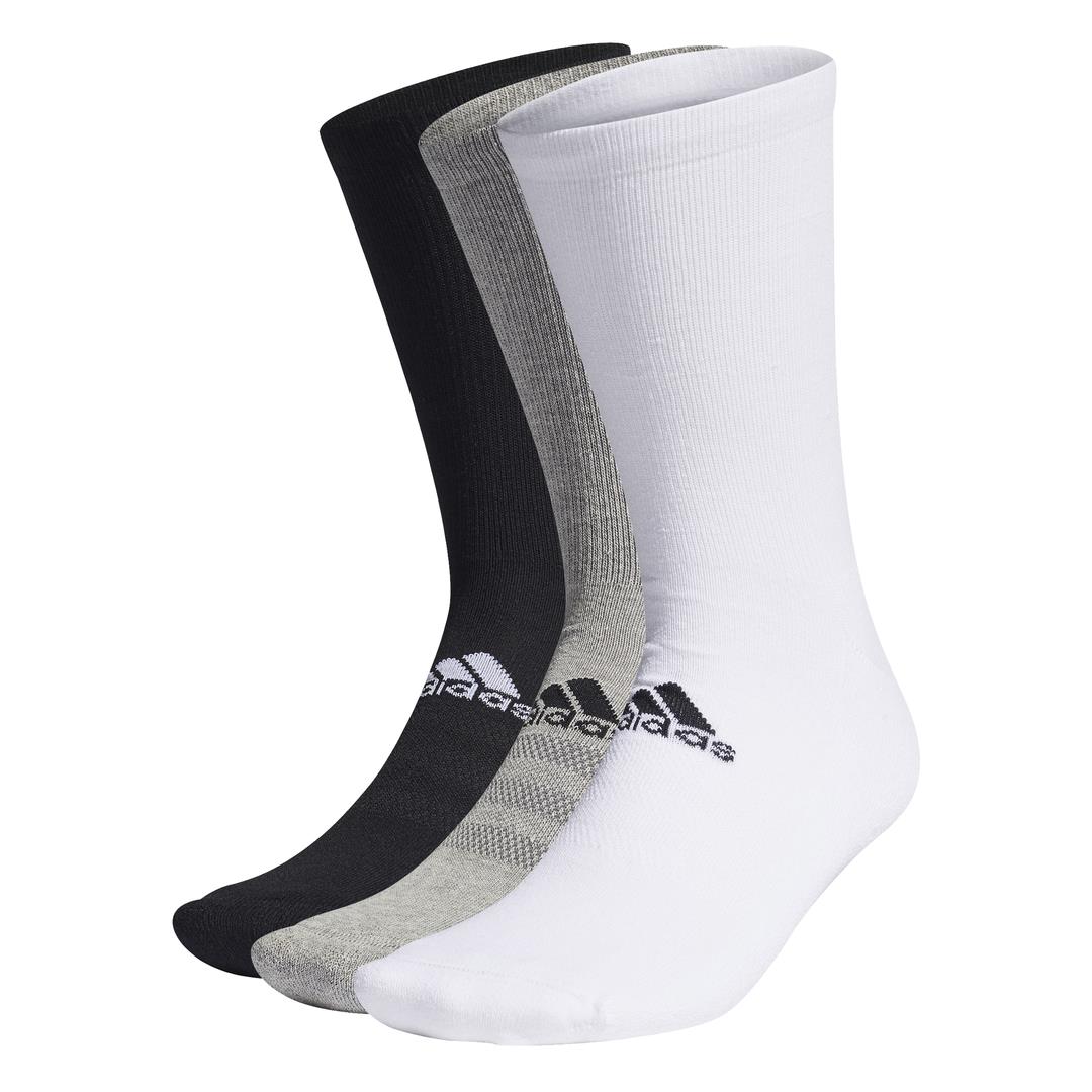 adidas 3 Pack Crew Golf Socks (UK 8.5-11.5)  - White/Black/Grey