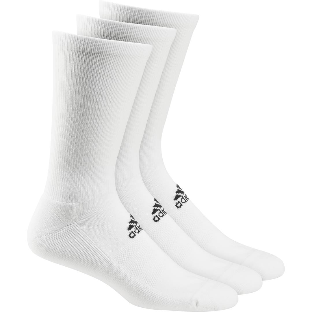 adidas 3 Pack Crew Golf Socks (UK 8.5-11.5)  - White
