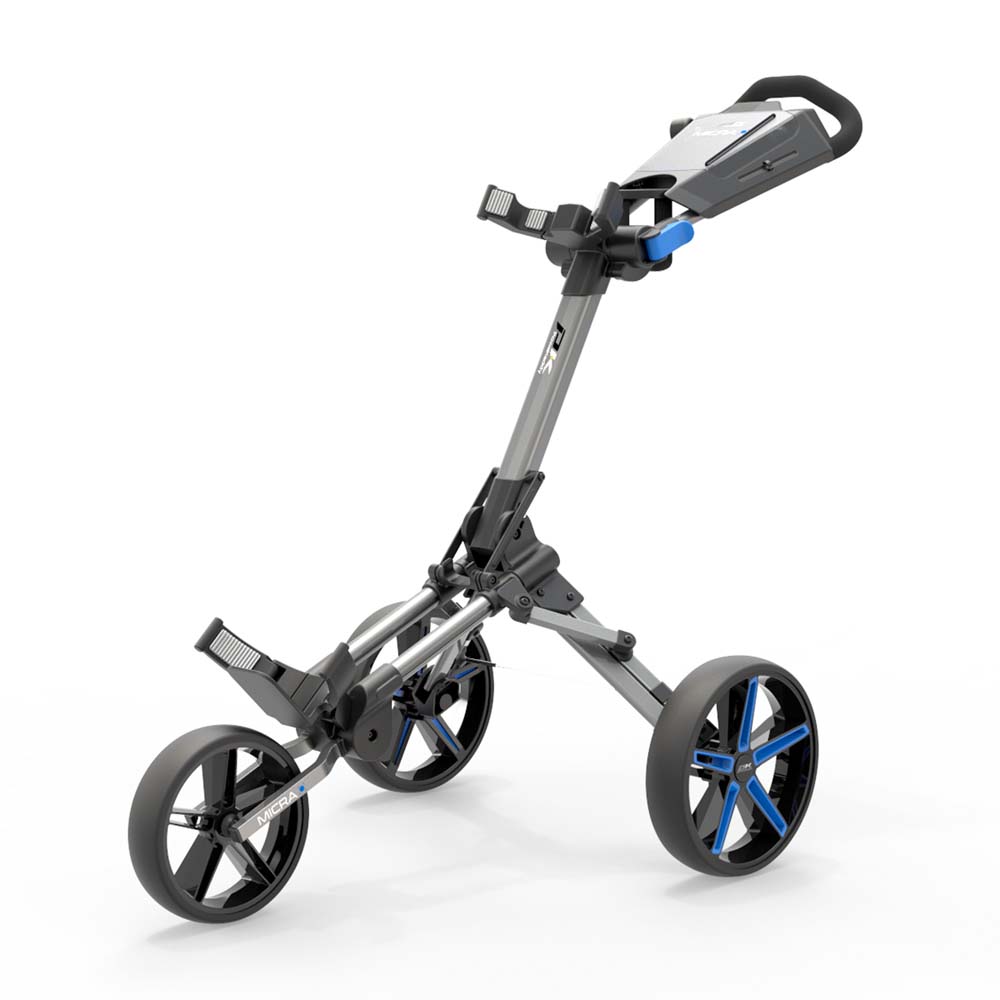 PowaKaddy Micra 3 Wheeled Golf Trolley  - Gunmetal/Blue