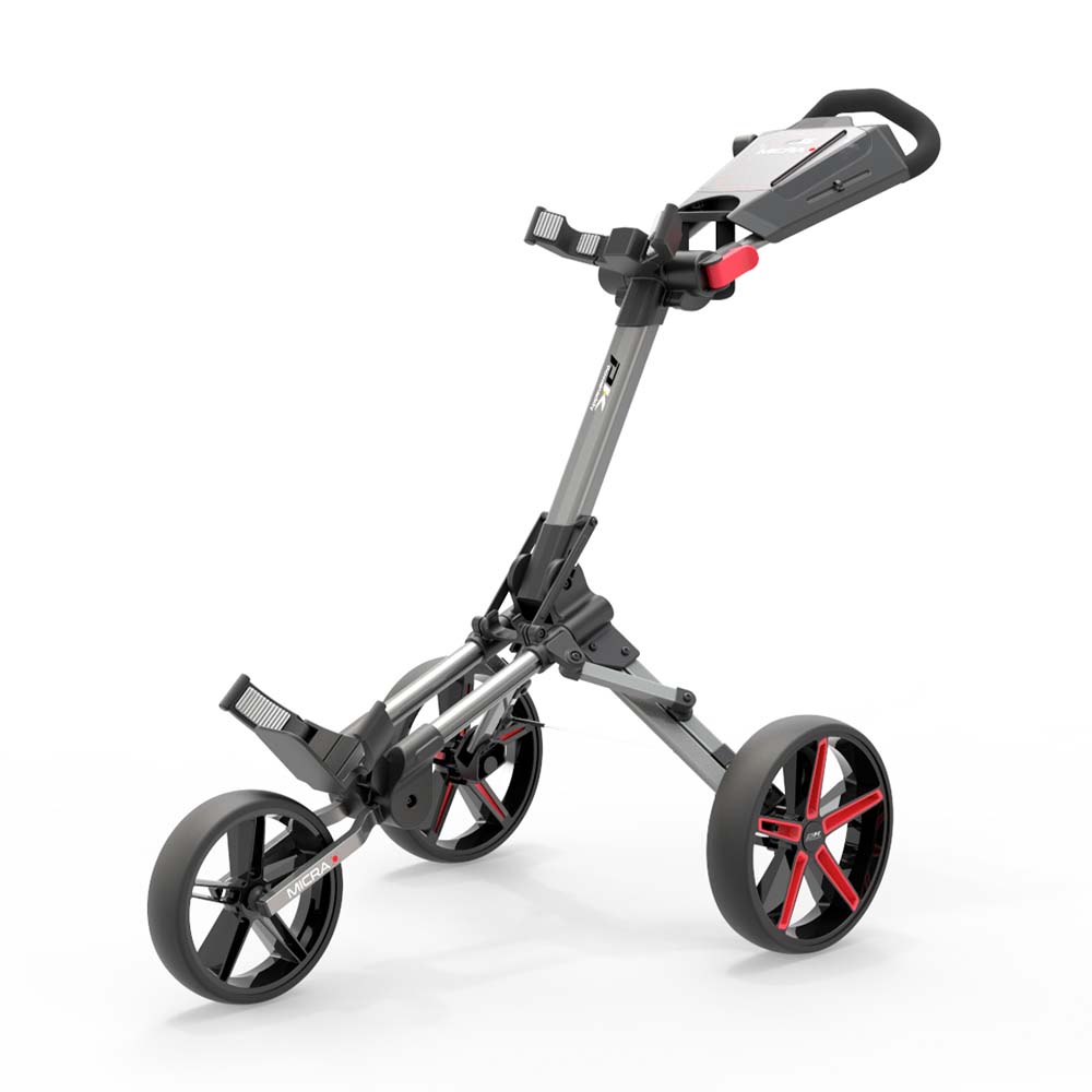 PowaKaddy Micra 3 Wheeled Golf Trolley  - Gunmetal/Red