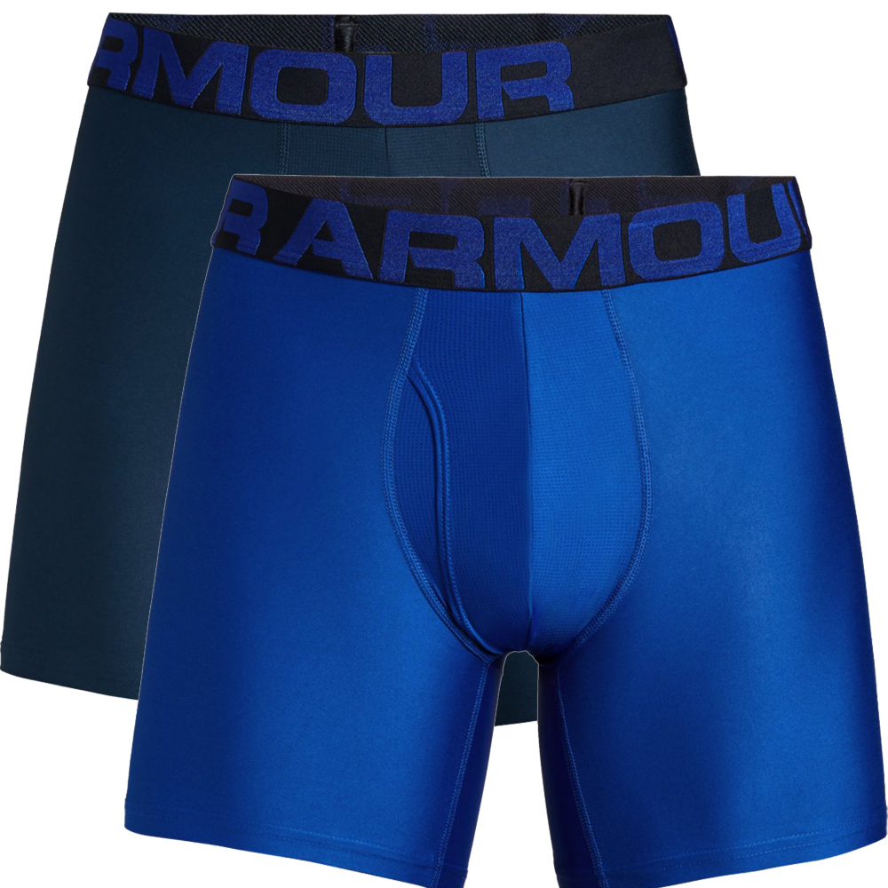 Under Armour Tech 6 inch Boxerjock 2 Pack Mens Boxer Shorts  - Royal/Academy