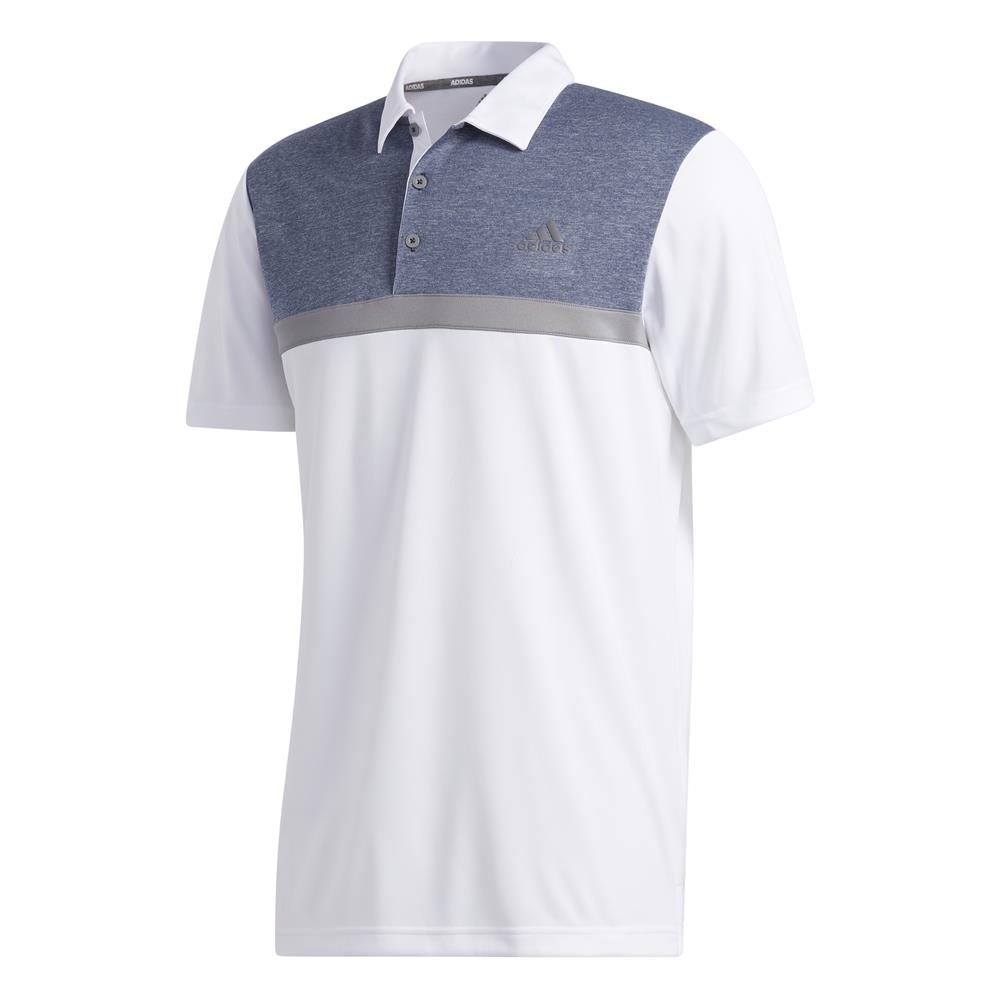 adidas Golf Mens Novelty Colourblock Polo Shirt  - White / Collegiate Navy
