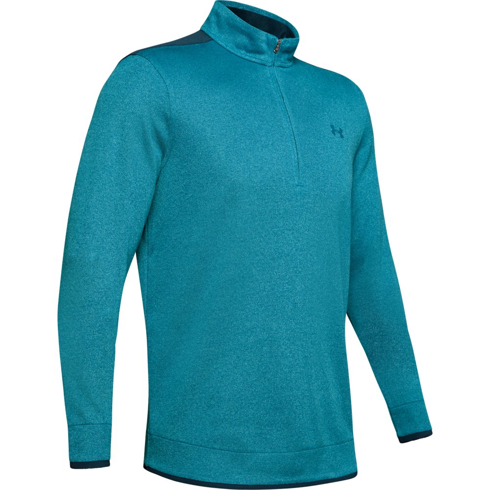 Under Armour Golf UA SweaterFleece  Mens 1/2 Zip Sweater  - Teal Vibe/Tandem Teal