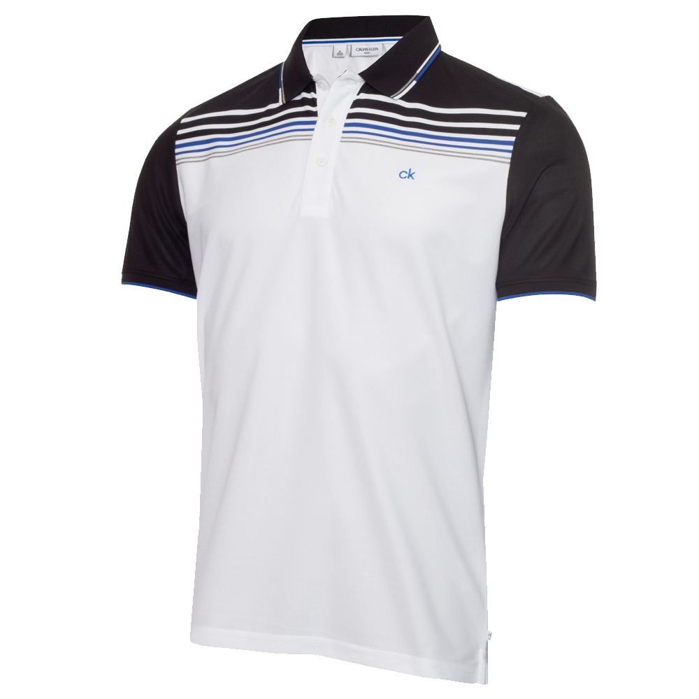 Calvin Klein Mens Nelson Golf Polo Shirt  - White/Black