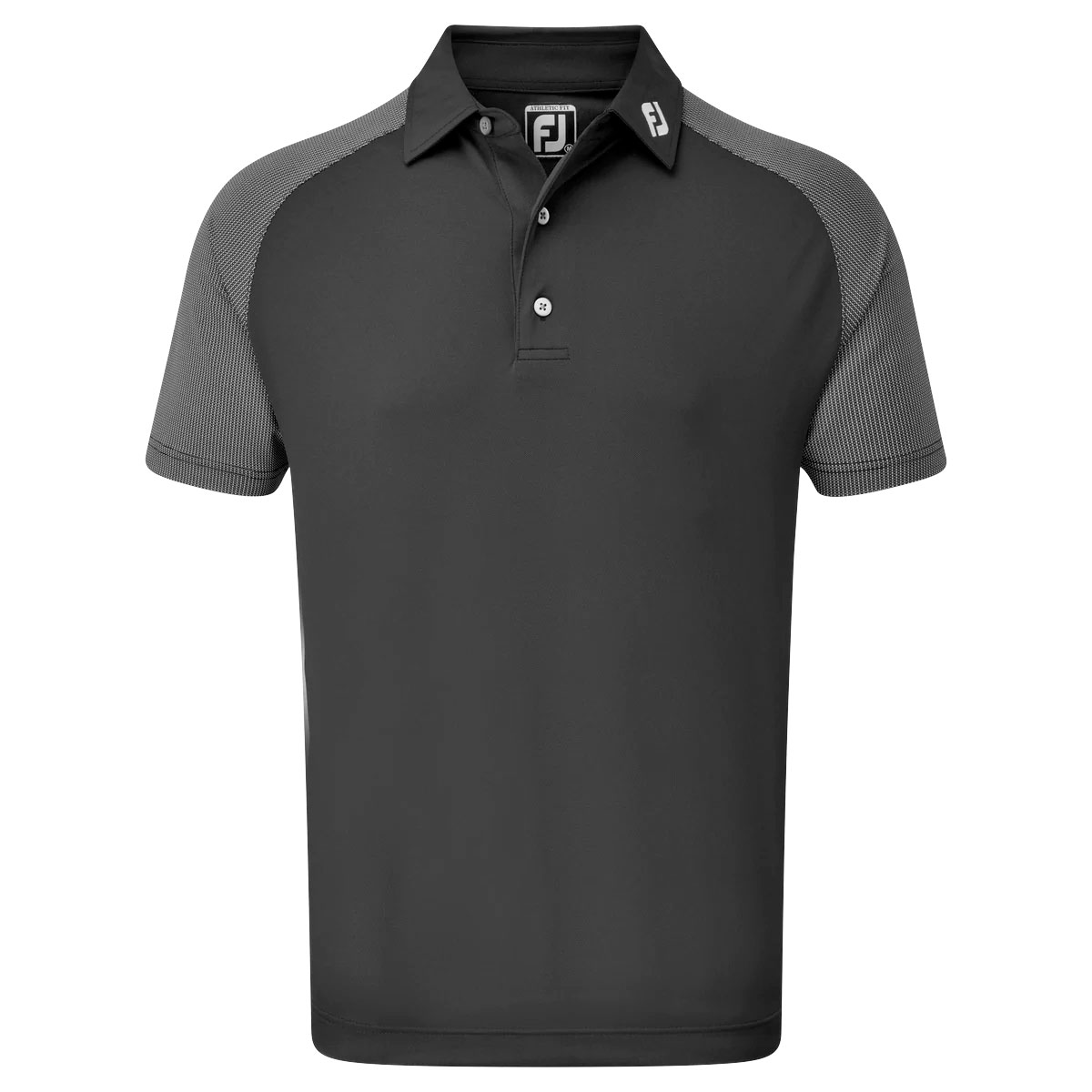 FootJoy Raglan Jacquard Block Mens Golf Polo Shirt  - Black