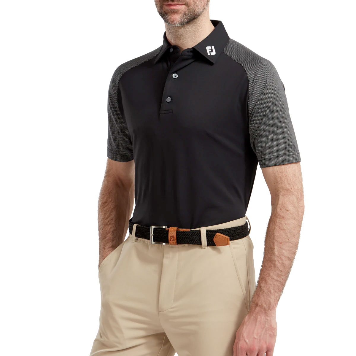 FootJoy Raglan Jacquard Block Mens Golf Polo Shirt 