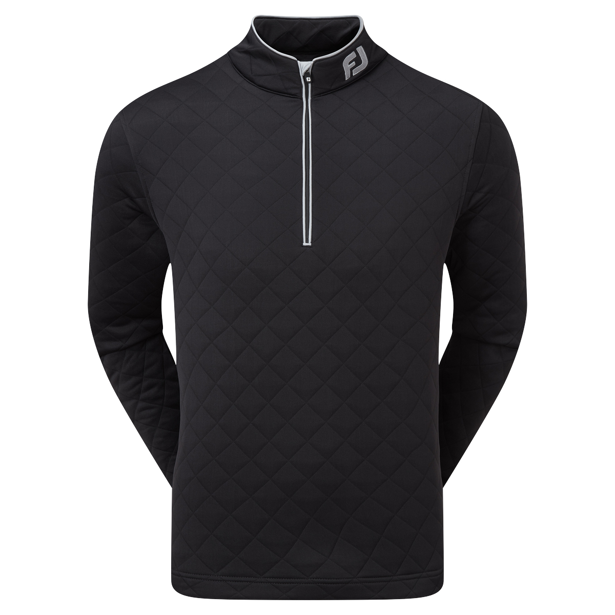 FootJoy Mens Diamond Jacquard Chill-Out Golf Mid-Layer Pullover  - Black/Grey