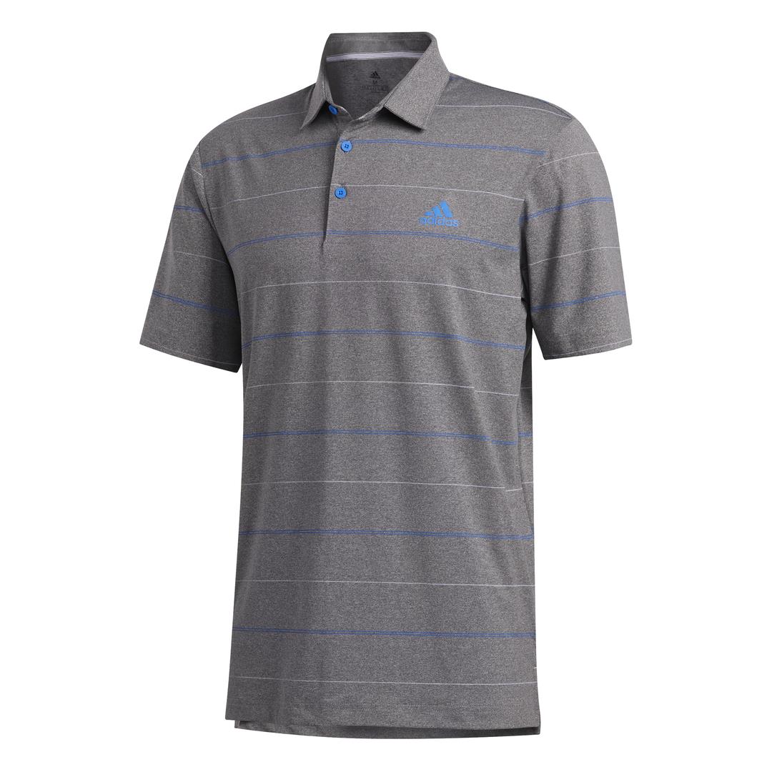 adidas Golf Ultimate Heather Stripe Mens Polo Shirt  - Grey Three/Purple Tint