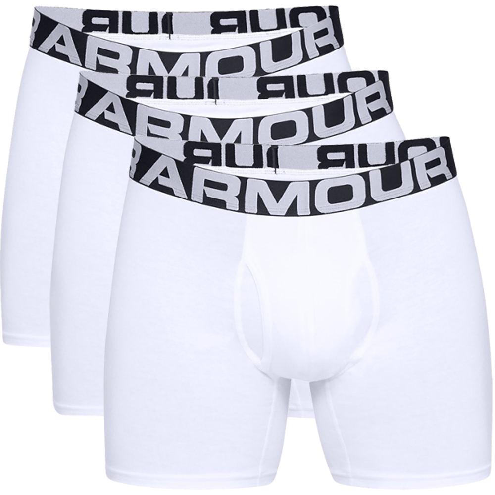  Under Armour Mens Charged Cotton 15cm Boxerjock - 3 Pack  - White