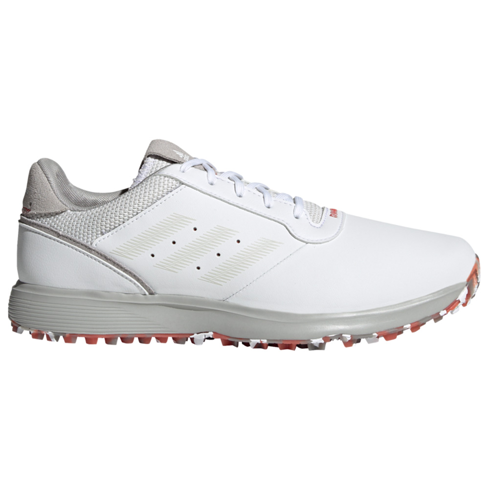 adidas S2G SL Spikeless Leather Golf Shoes  - White/Grey 1/Crew Red