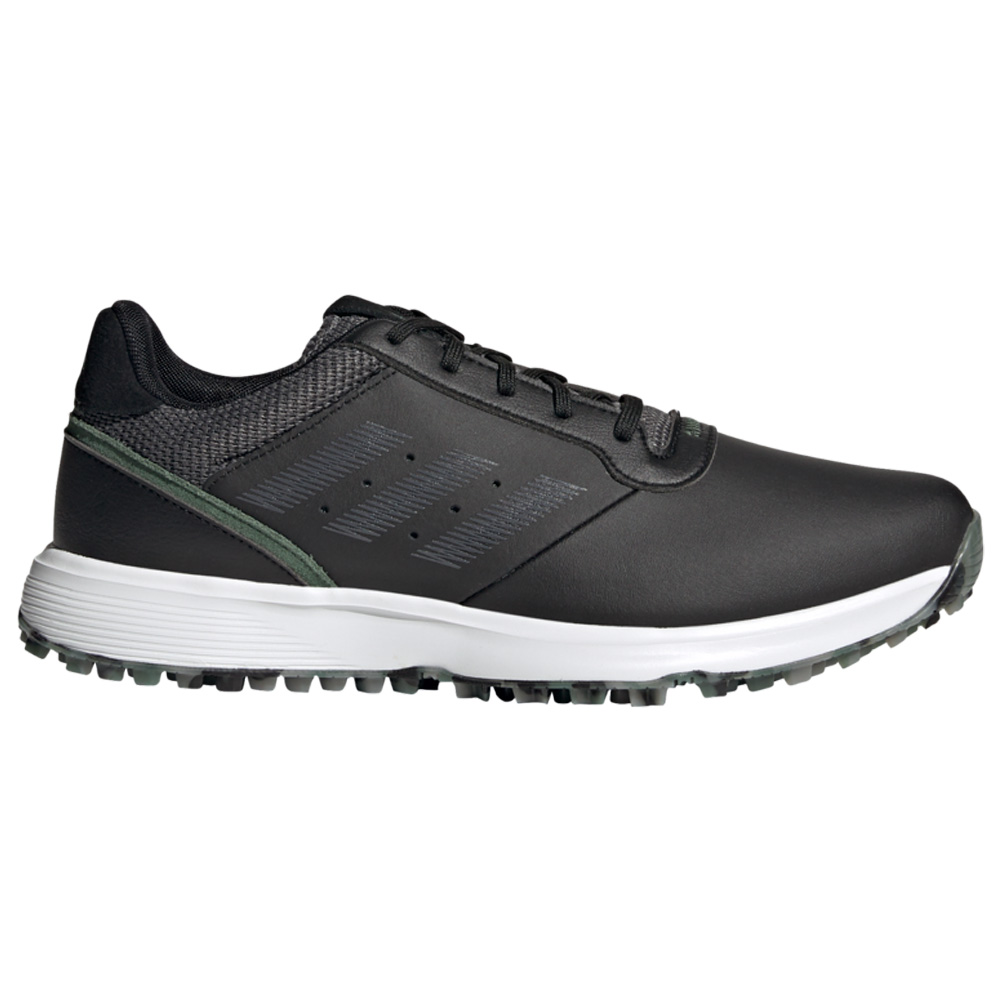 adidas S2G SL Spikeless Leather Golf Shoes  - Black/Grey 5/Green Oxide