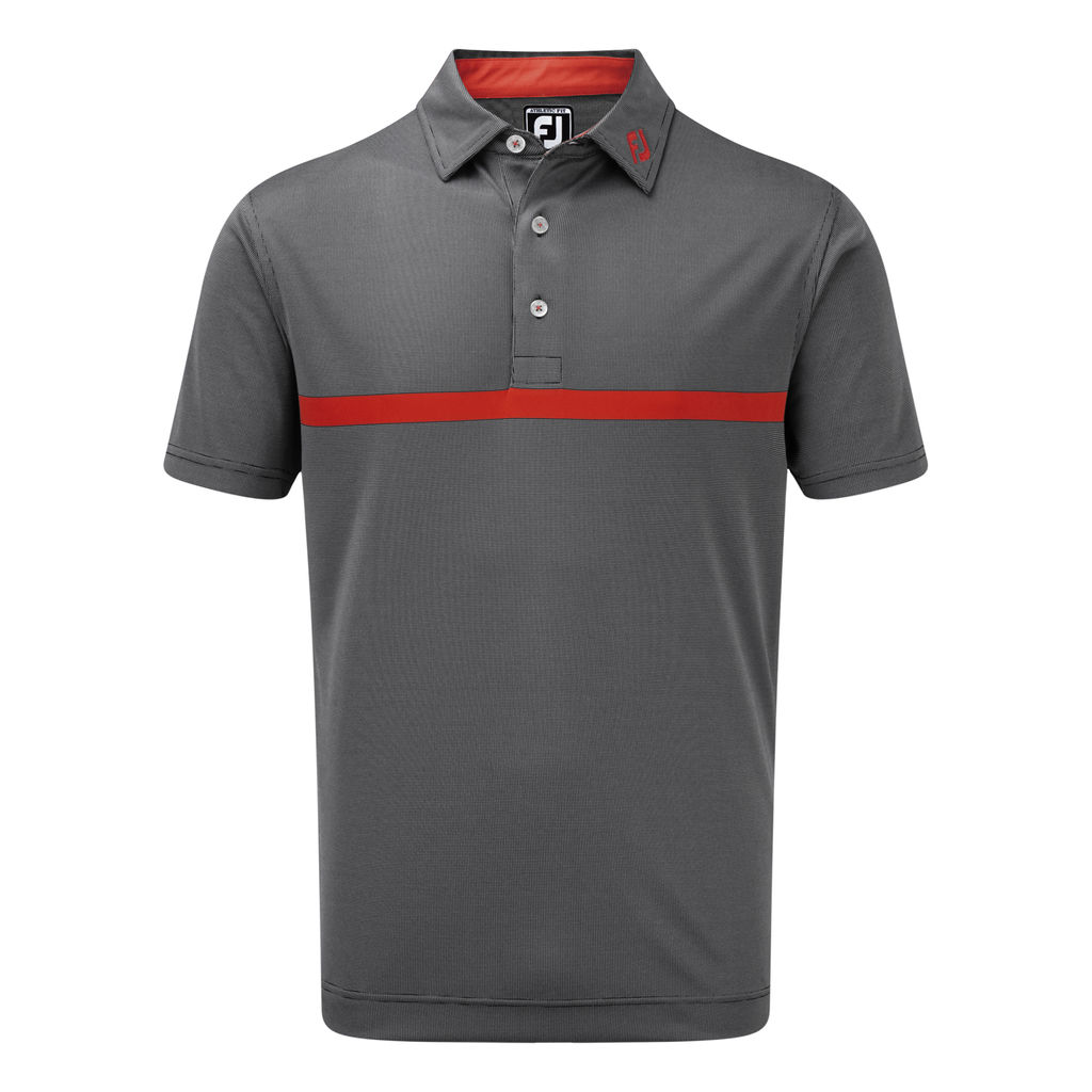 FootJoy Golf Engineered Nailhead Jacquard Mens Polo Shirt  - Navy/Scarlet