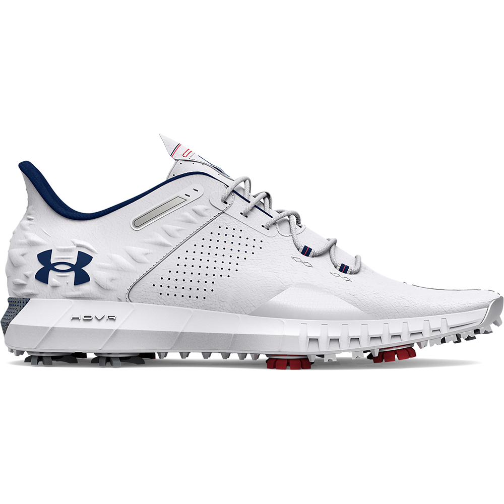 Under Armour Mens UA HOVR Drive 2 Golf Shoes  - White/Metallic Silver/Academy