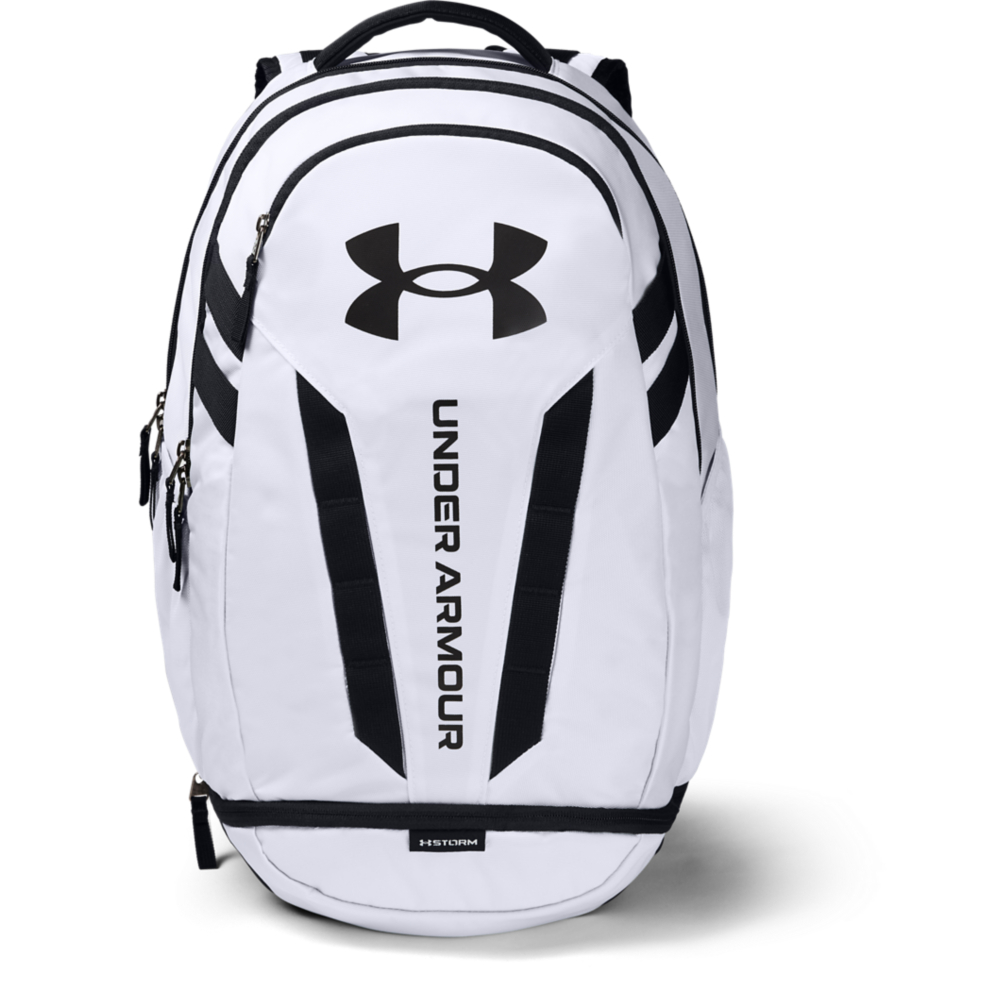 Under Armour Backpack UA Hustle 5.0 School Gym Travel Rucksack Sports Bag  - White/Black