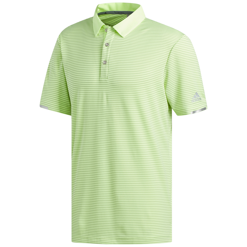 adidas Golf Climachill Tonal Stripe Mens Short Sleeve Polo Shirt  - Hi Res Yellow/Grey Two