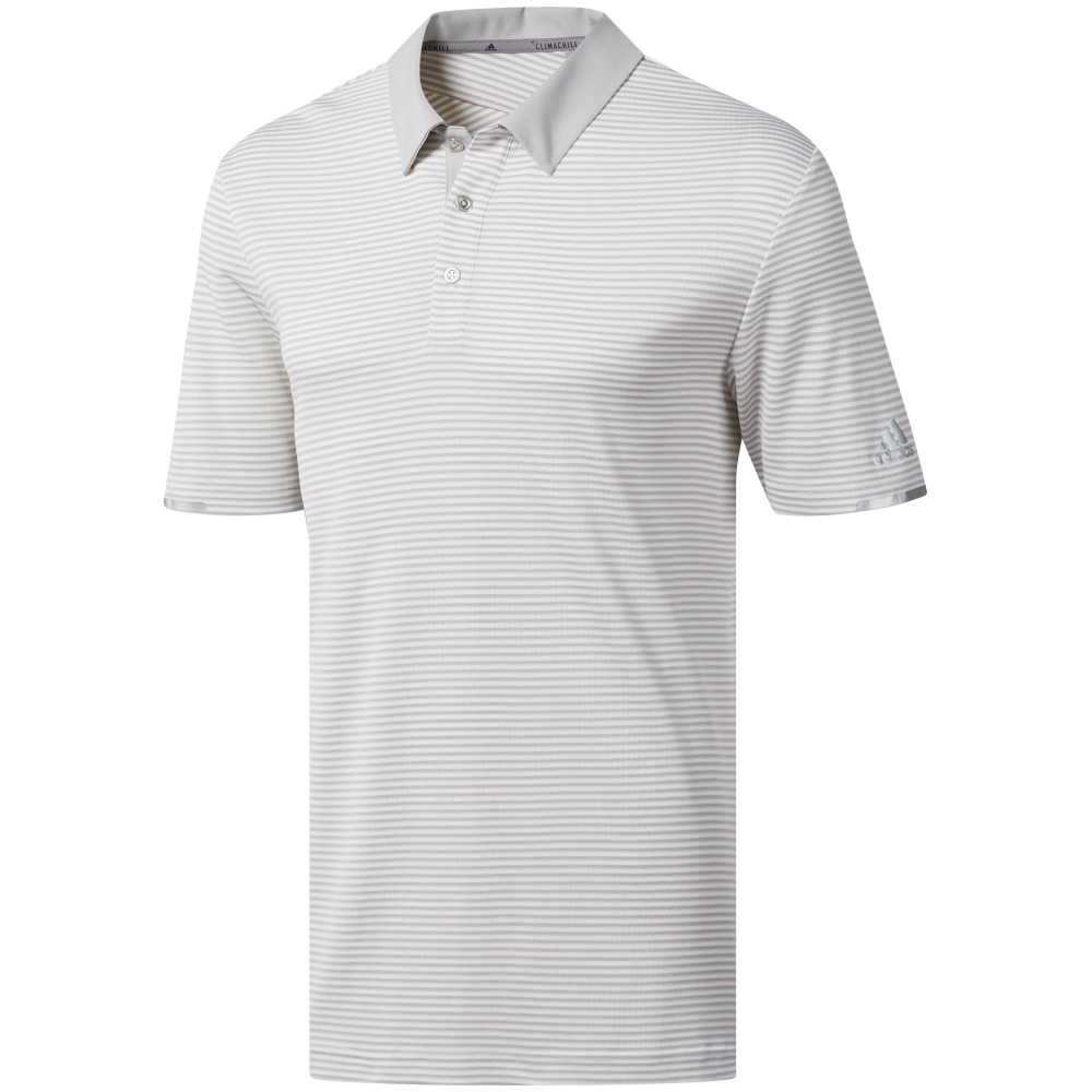adidas Golf Climachill Tonal Stripe Mens Short Sleeve Polo Shirt  - White