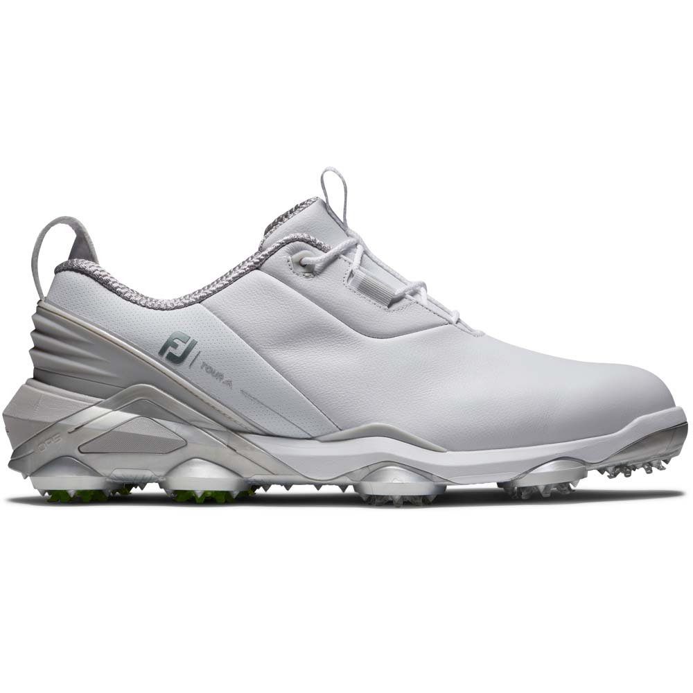 FootJoy Tour Alpha Mens Spiked Golf Shoes  - White/Grey/Lime
