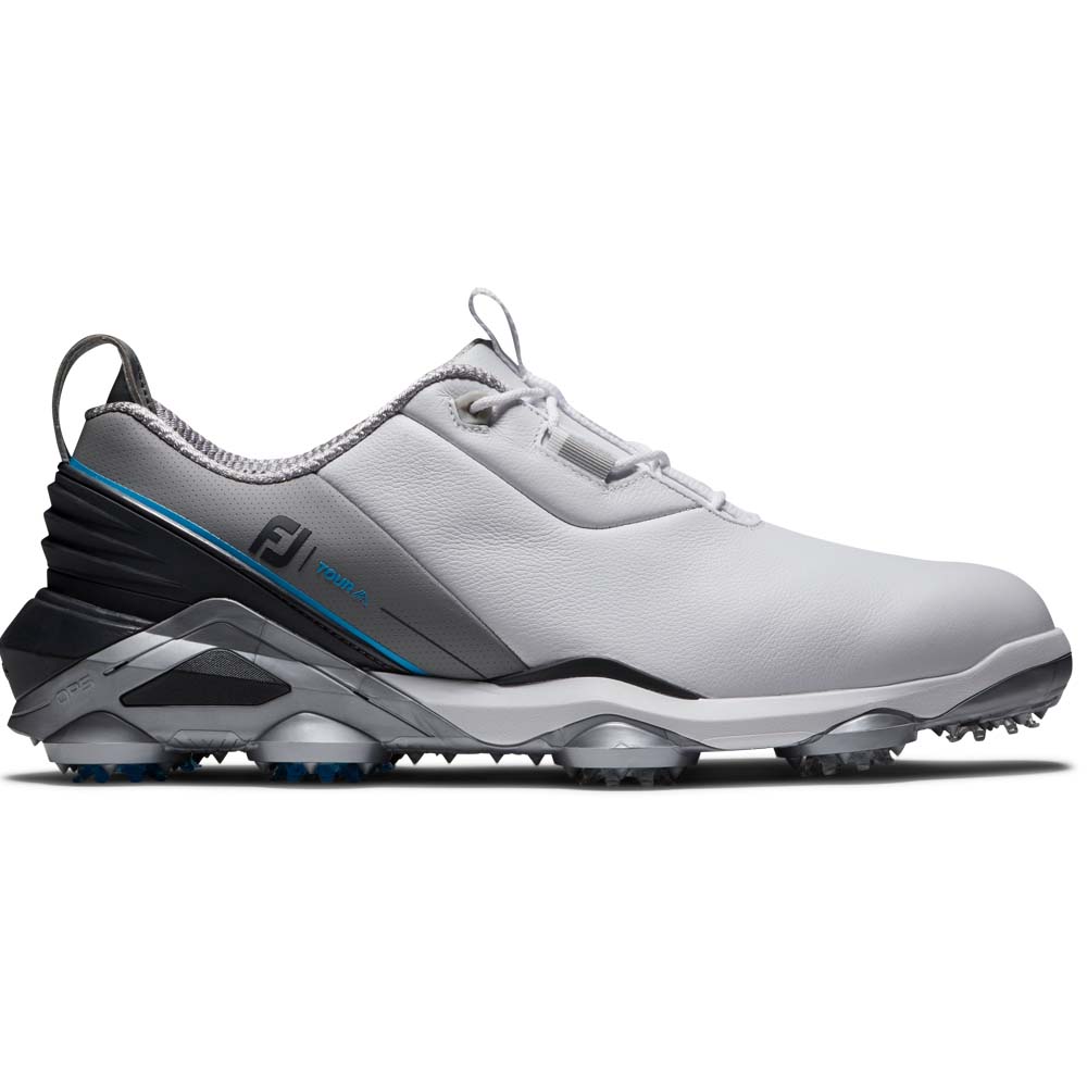 FootJoy Tour Alpha Mens Spiked Golf Shoes  - White/Grey/Blue