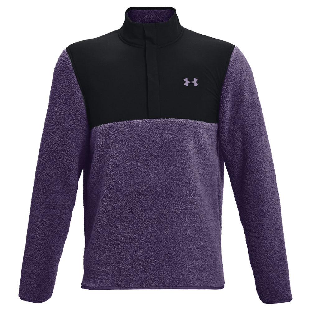 Under Armour Mens Pile Sweater Fleece Golf Top  - Twilight Purple/Black