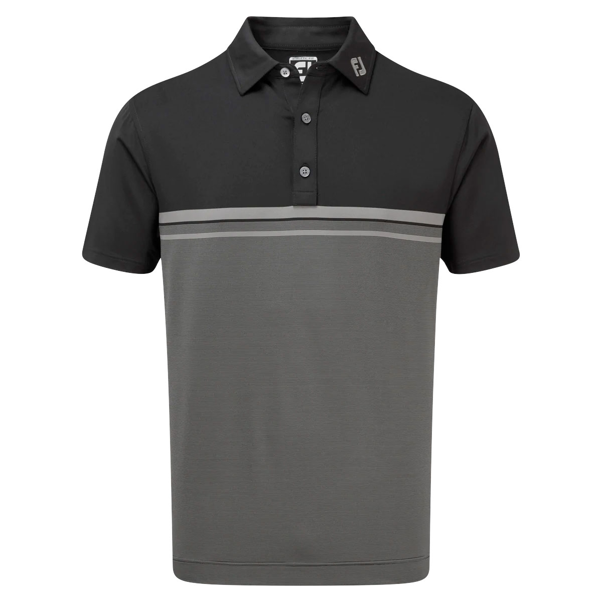 FootJoy Lisle Engineered End on End Stripe Mens Golf Polo Shirt  - Black
