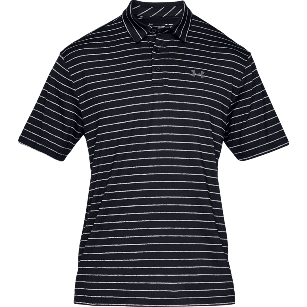Under Armour Mens Tour Stripe PlayOff Golf Polo Shirt  - Black/Grey