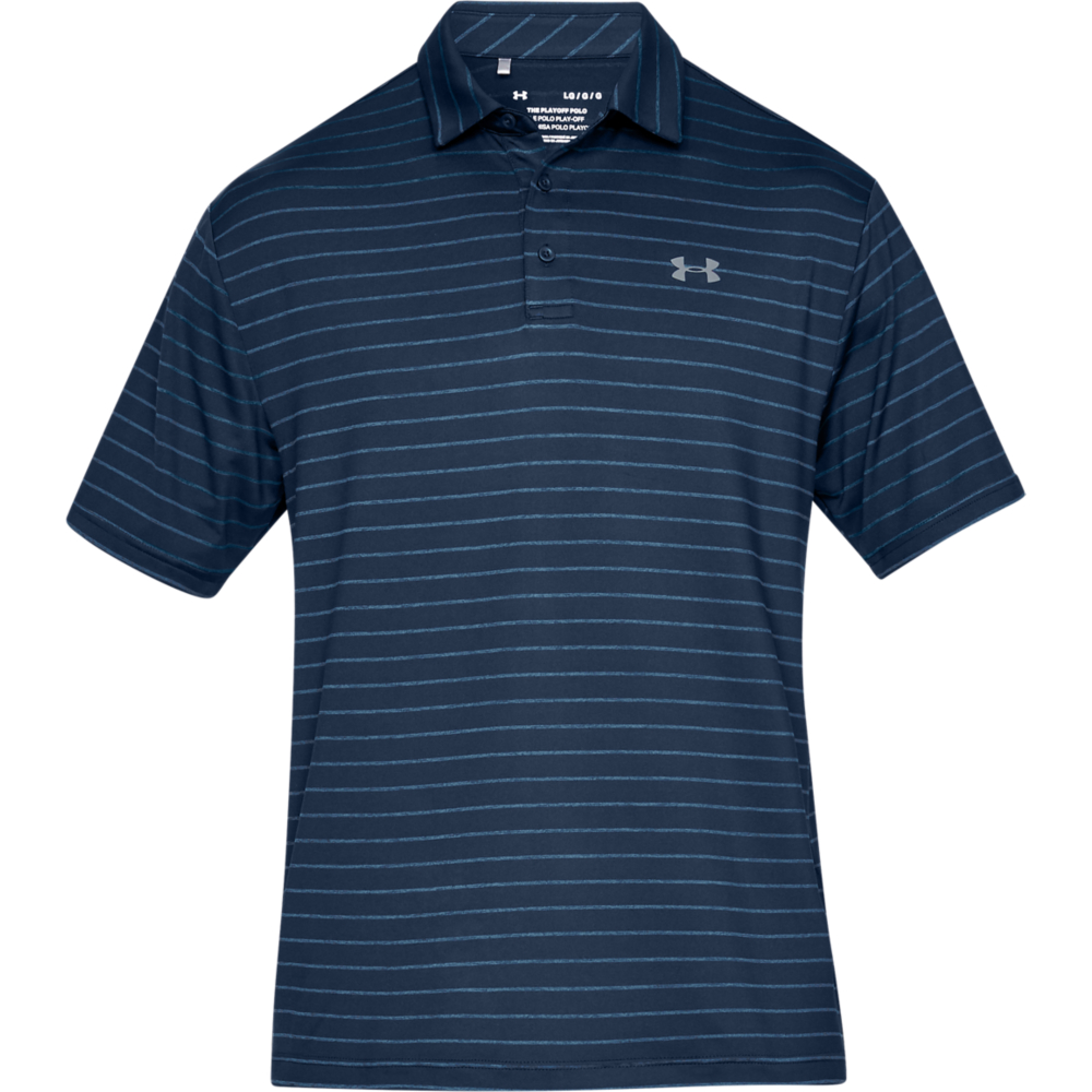 Under Armour Mens Tour Stripe PlayOff Golf Polo Shirt  - Academy/Blue