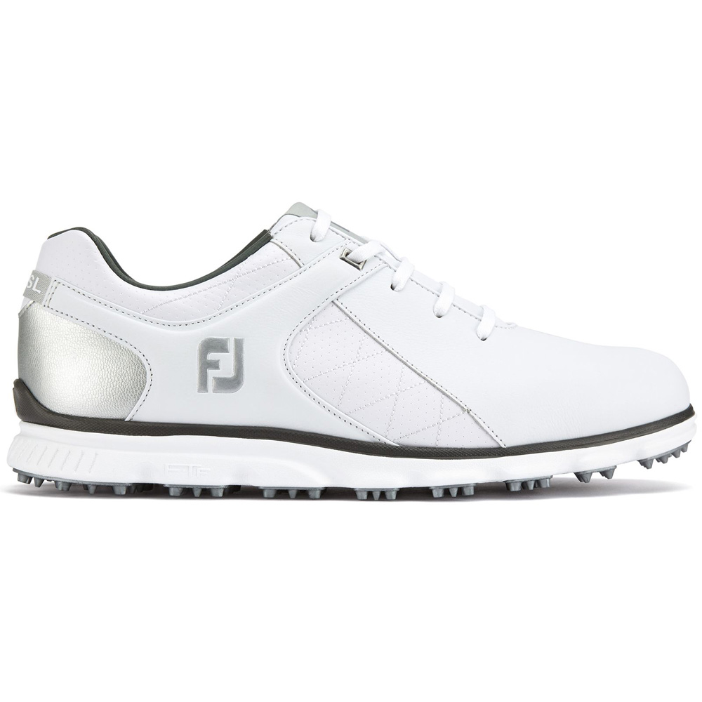 FootJoy Pro SL Waterproof Leather Mens Spikeless Golf Shoes  - White/Silver
