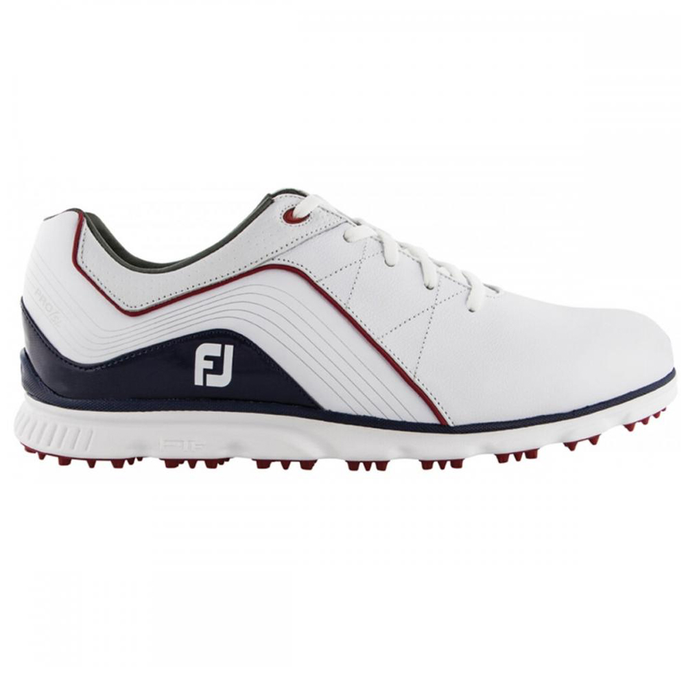 FootJoy Pro SL Waterproof Leather Mens Spikeless Golf Shoes  - White/Navy/Red (2019)
