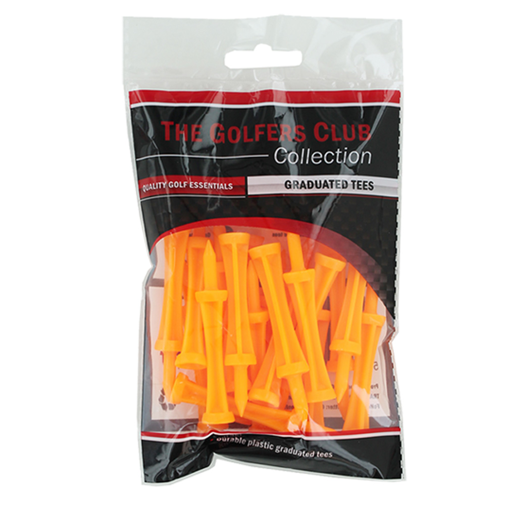The Golfers Club Castle Step Plastic Golf Tees  - Neon Orange (50mm) - 20 Pack