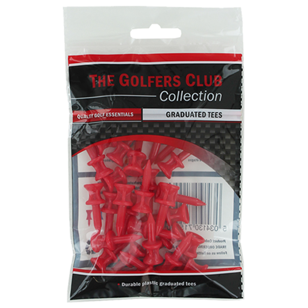 The Golfers Club Castle Step Plastic Golf Tees  - Red (12mm) - 30 Pack
