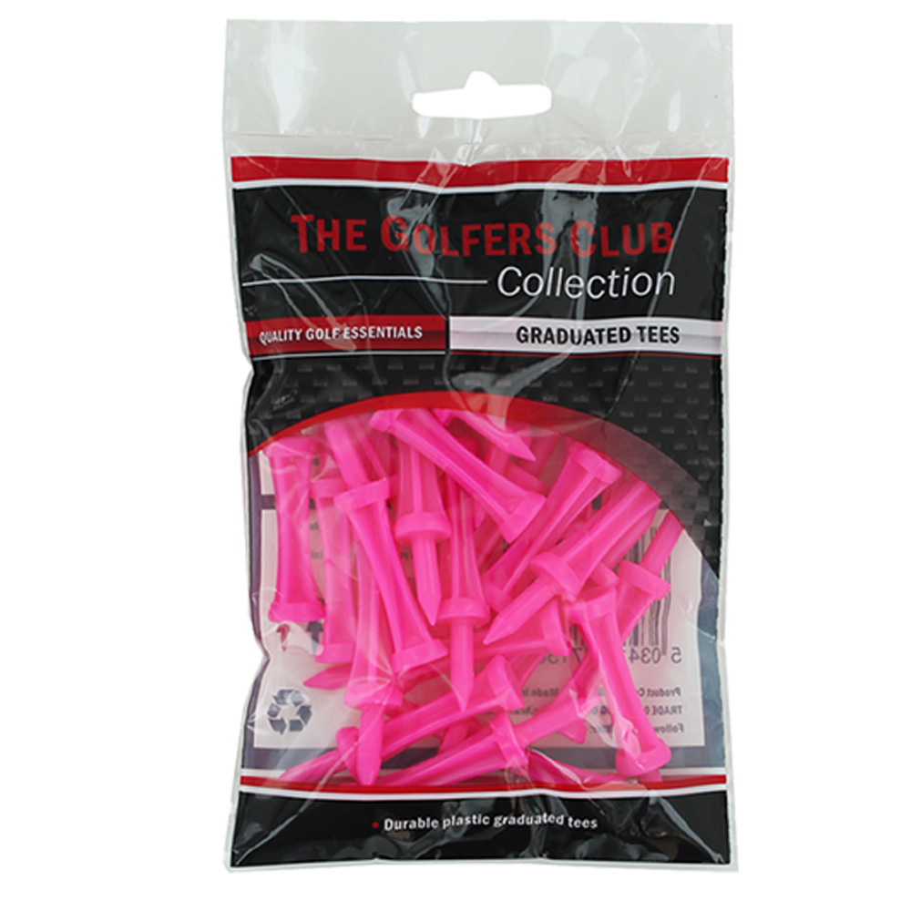 The Golfers Club Castle Step Plastic Golf Tees  - Pink (39mm) - 25 Pack