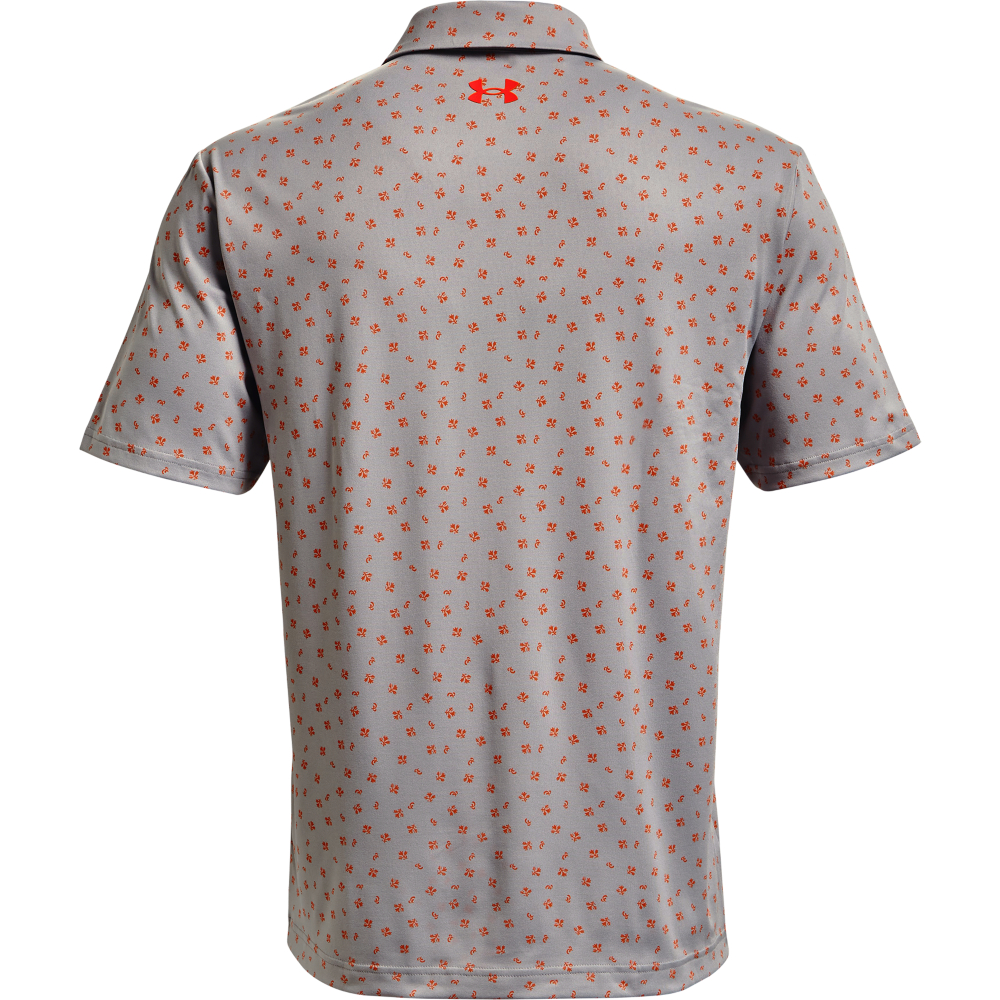 Under Armour Mens Playoff Polo Palace Scramble Print  - Grey Wolf/Pheonix Fire