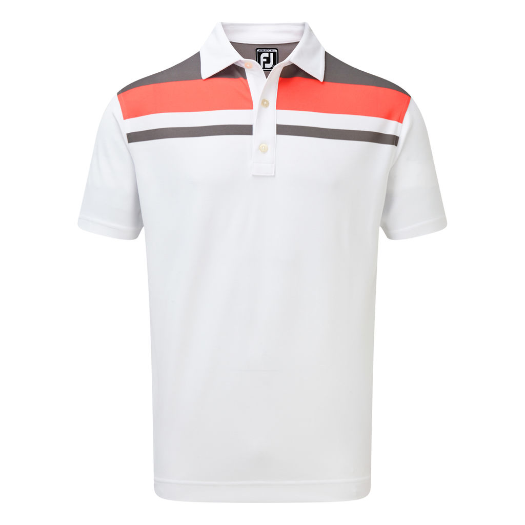 FootJoy Golf Stretch Pique Colour Block Yoke Mens Polo Shirt