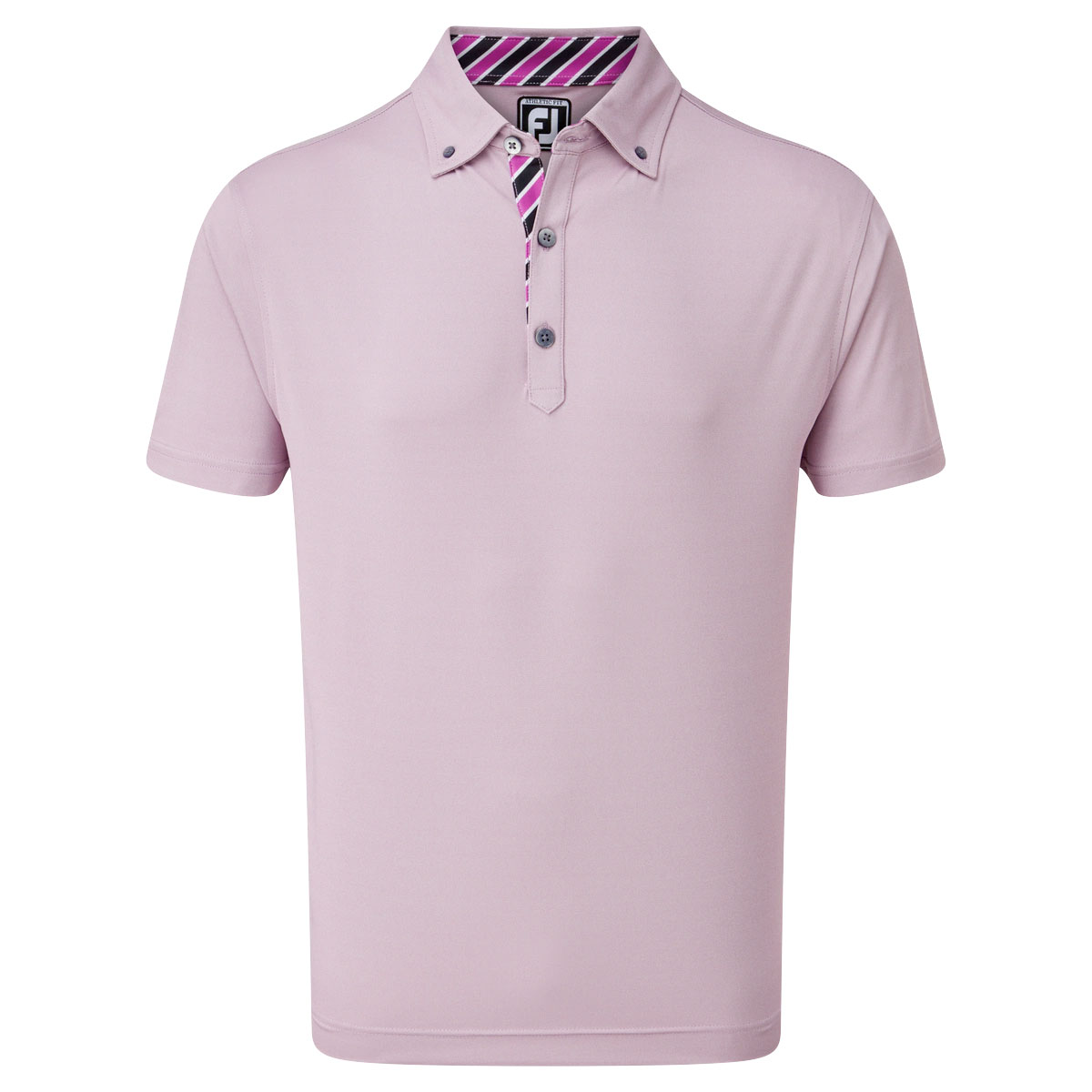 FootJoy Birdseye Jacquard with Stripe Trim Mens Golf Polo Shirt  - Mulberry