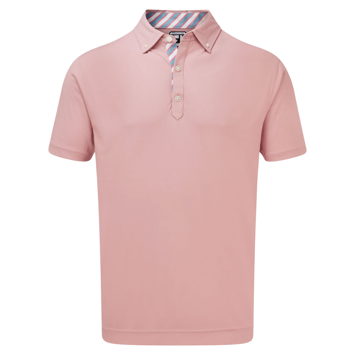 FootJoy Birdseye Jacquard with Stripe Trim Mens Golf Polo Shirt  - Cape Red