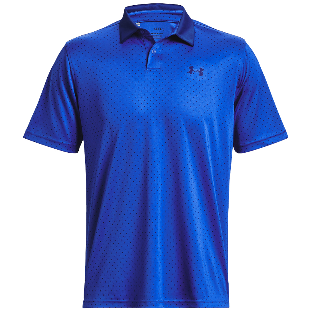 Under Armour Mens UA Performance Printed Golf Polo Shirt  - Versa Blue/Bauhaus Blue