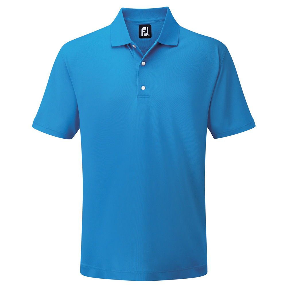 FootJoy Mens Stretch Pique Solid Knit Collar Golf Polo Shirt (Cobalt) 