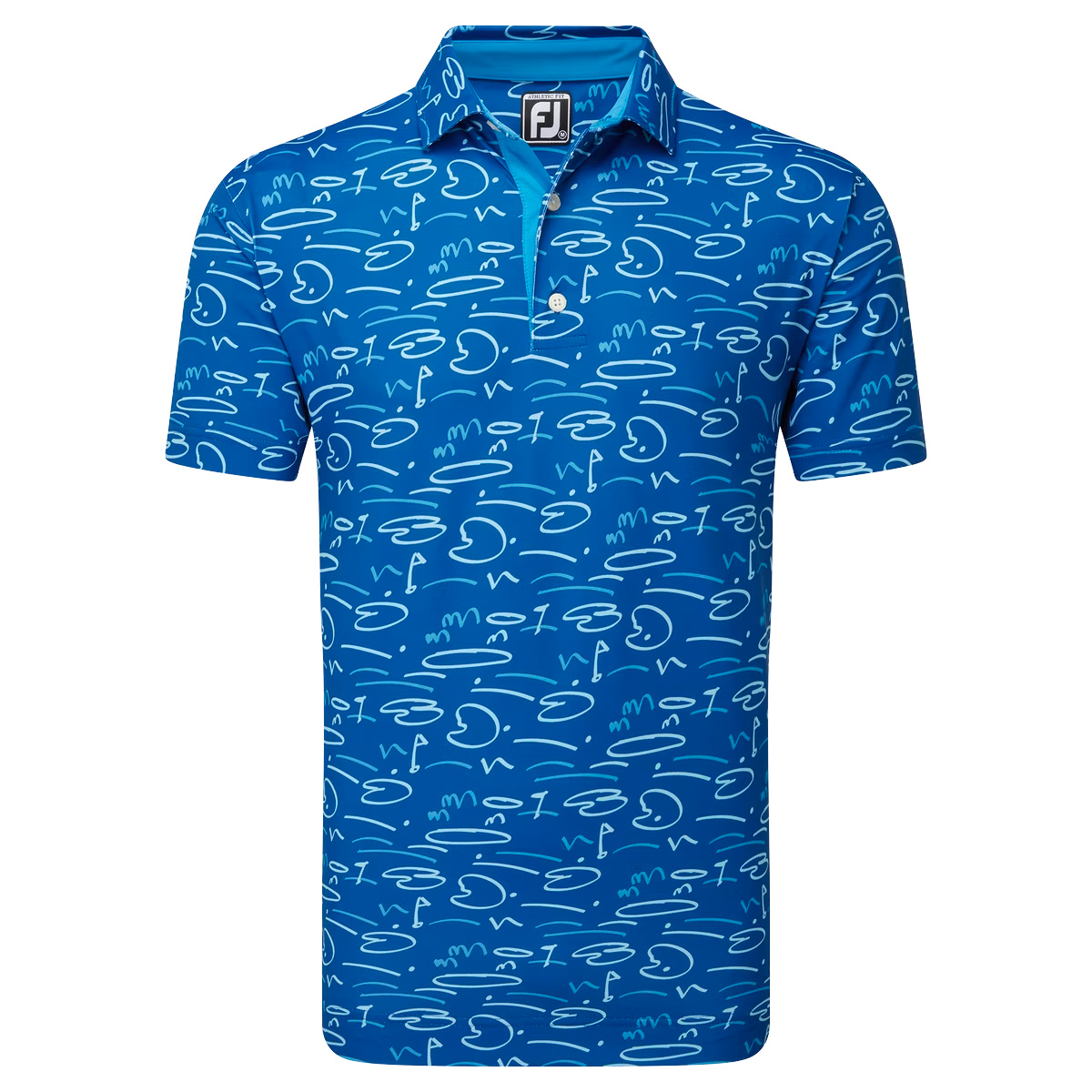 FootJoy EU Golf Course Doodle Mens Golf Polo Shirt  - Deep Blue