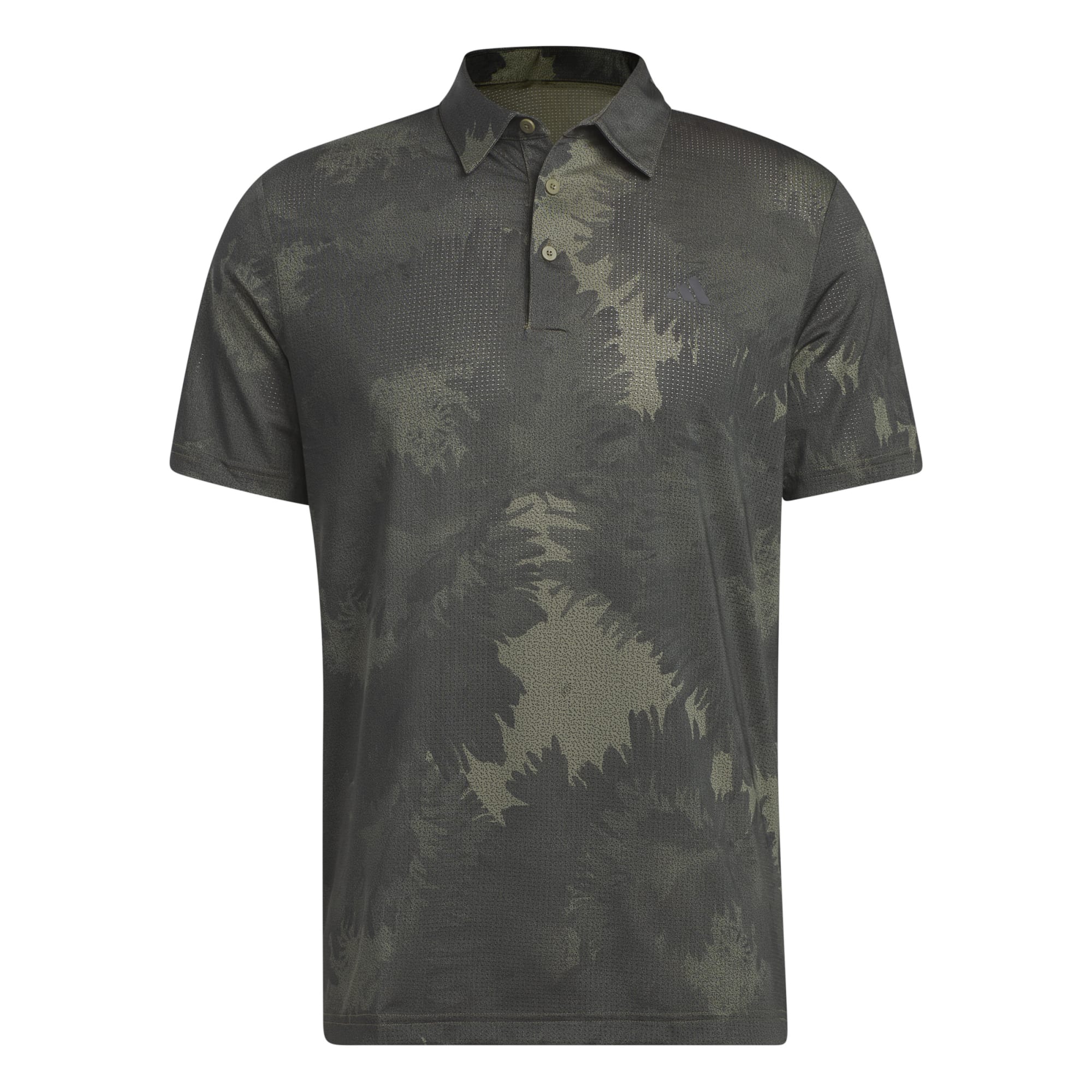 adidas Golf Flower Mesh Print Mens Polo Shirt  - Olive Strata/Black